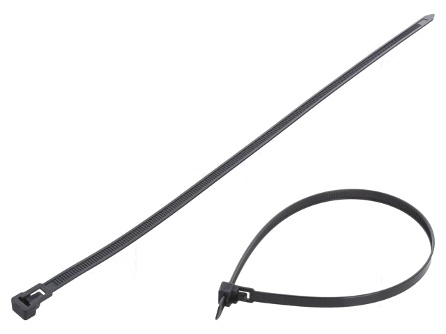 Kabelbinder; losmaakbaar; L: 350mm; W: 7,6mm; polyamide; 222N; zwart Kabelbinder; losmaakbaar; L: 350mm; W: 7,6mm; polyamide; 222N; zwart